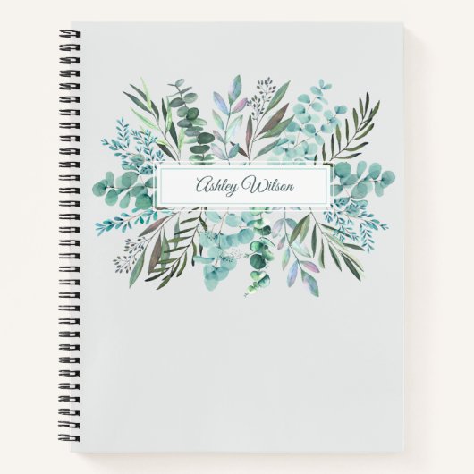 Personalized Eucalyptus Greenery Leaves Notebook ノートブック (正面)