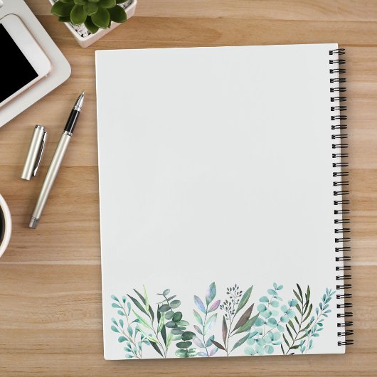 Personalized Eucalyptus Greenery Leaves Notebook ノートブック