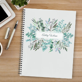 Personalized Eucalyptus Greenery Leaves Notebook ノートブック