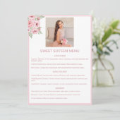 Personalized Event Menu with Photo and Pink メニュー (スタンド正面)