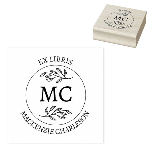 Personalized Ex Libris Monogram Book ラバースタンプ