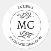 Personalized Ex Libris Monogram Bookplate ラウンドシール (正面)