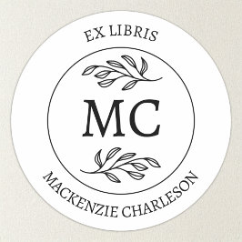 Personalized Ex Libris Monogram Bookplate ラウンドシール