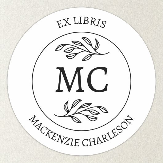 Personalized Ex Libris Monogram Bookplate ラウンドシール