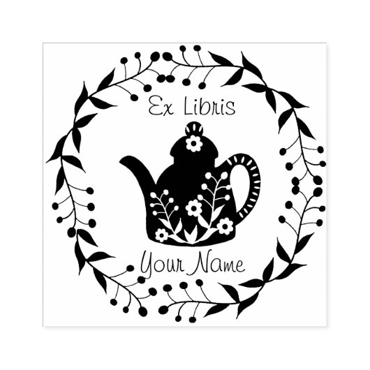 Personalized Ex Libris teapot  ラバースタンプ (インプリント)