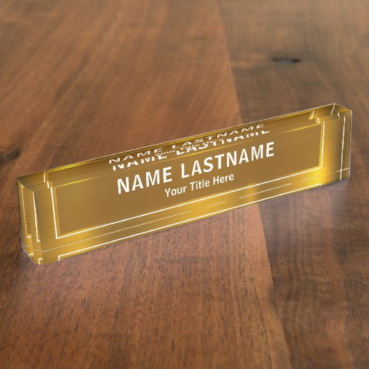 Personalized Executive Office Custom Gold デスクネームプレート (側面)