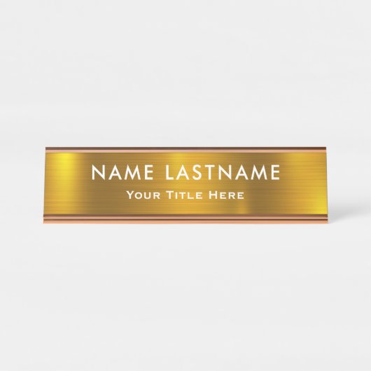 Personalized Executive Office Custom Gold Desk デスクネームプレート (正面)