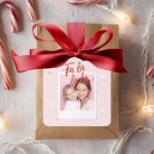 Personalized Fa La La La Pink Christmas Photo スクエアシール