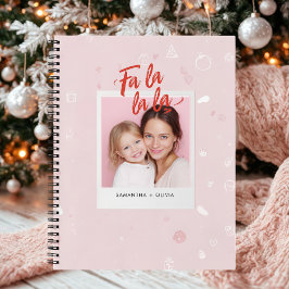 Personalized Fa La La La Pink Christmas Photo ノートブック