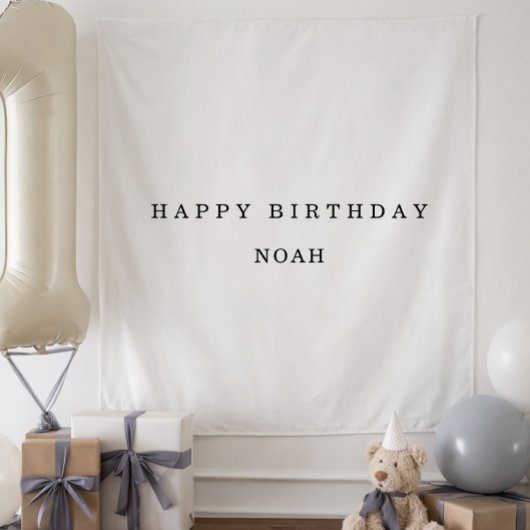 Personalized Fabric Birthday Banner Minimal タペストリー