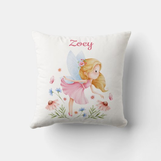 Personalized Fairy Girl Nursery Pillow クッション (裏面)