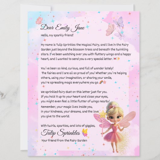 Personalized Fairy Letter for Girls – Custom Name (正面)