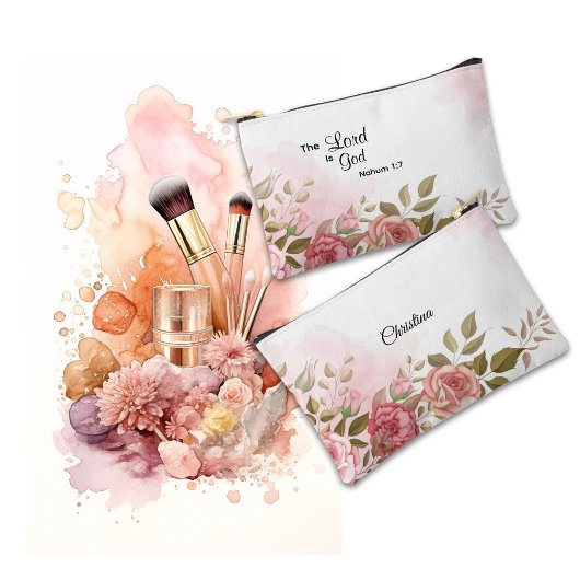 Personalized Faith-Based Nahum 1:7 アクセサリーポーチ