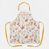 Personalized Fall Autumn Leaves Apron Custom Name エプロン (正面)