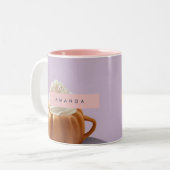 Personalized Fall Autumn Pumpkin Whipped Cream ツートーンマグカップ (正面左)