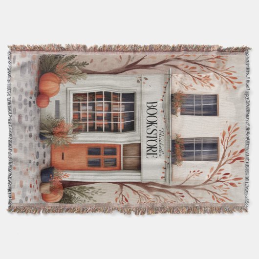 Personalized Fall Book Lover スローブランケット (正面)