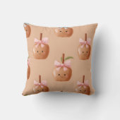 Personalized Fall Cozy Cute Caramel Apple Bow  クッション (裏面)
