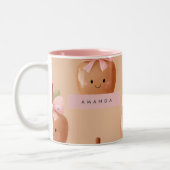Personalized Fall Cozy Cute Caramel Apple Bow  ツートーンマグカップ (左)