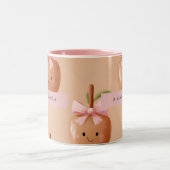 Personalized Fall Cozy Cute Caramel Apple Bow  ツートーンマグカップ (中央)