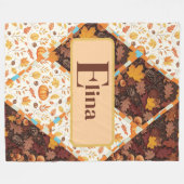Personalized Fall Custom Name Autumn Cozy Gift フリースブランケット (正面(横))