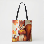 Personalized Fall Squirrel Tote Bag トートバッグ (正面)