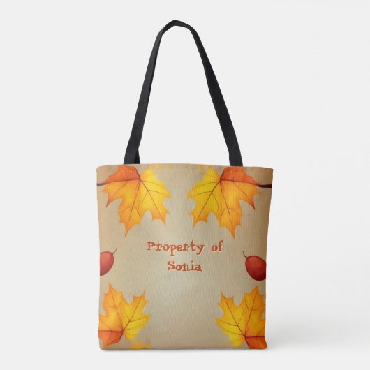 Personalized Fall Squirrel Tote Bag トートバッグ (裏面)