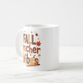 Personalized Fall Teacher Vibes コーヒーマグカップ (正面左)