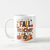 Personalized Fall Teacher Vibes コーヒーマグカップ (左)