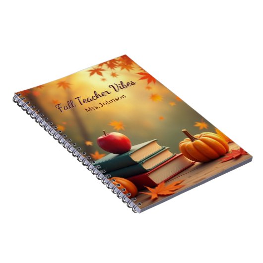 Personalized Fall Teacher Vibes ノートブック (右側)