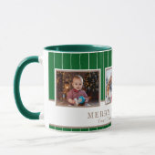 Personalized Family 3 Photo Collage Christmas  マグカップ (左)