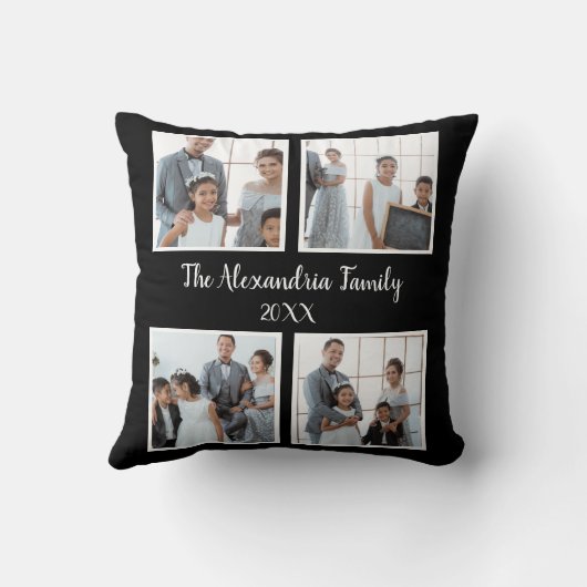 Personalized family 4 photo collage template クッション (裏面)