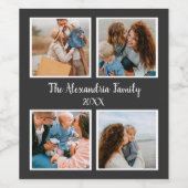 Personalized family 4 photo collage template ワインラベル (シングルラベル)