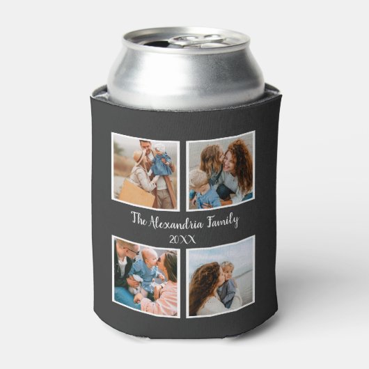 Personalized family 4 photo collage template 缶クーラー (缶正面)