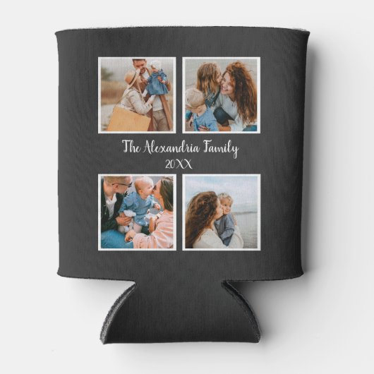 Personalized family 4 photo collage template 缶クーラー (正面)