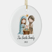 Personalized Family Christmas Joseph Mary Jesus セラミックオーナメント (右)