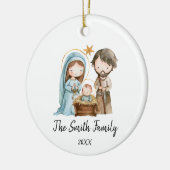 Personalized Family Christmas Joseph Mary Jesus セラミックオーナメント (左)