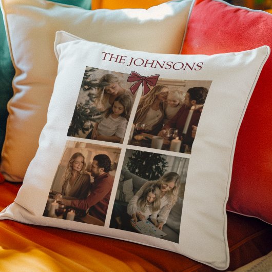 Personalized Family Christmas Photo Collage Pillow クッション