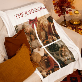 Personalized Family Christmas Photos Blanket フリースブランケット