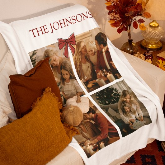 Personalized Family Christmas Photos Blanket フリースブランケット