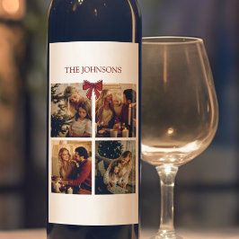 Personalized Family Christmas Photos Wine Label ワインラベル