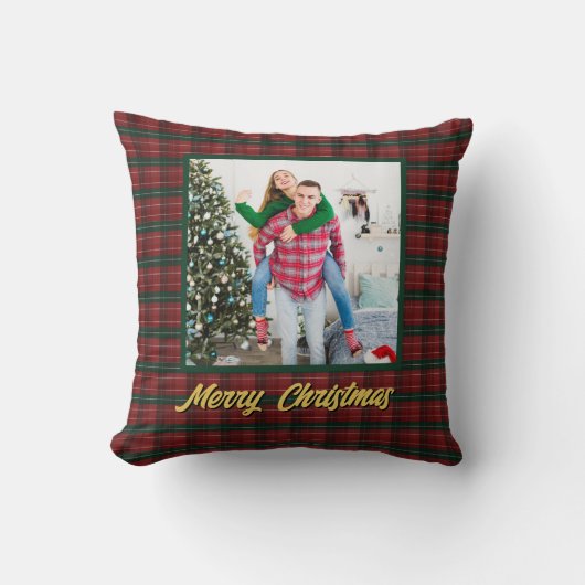 Personalized Family Christmas Stylish Photo クッション (正面)