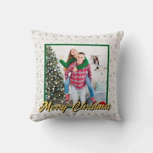 Personalized Family Christmas Stylish Photo クッション (正面)