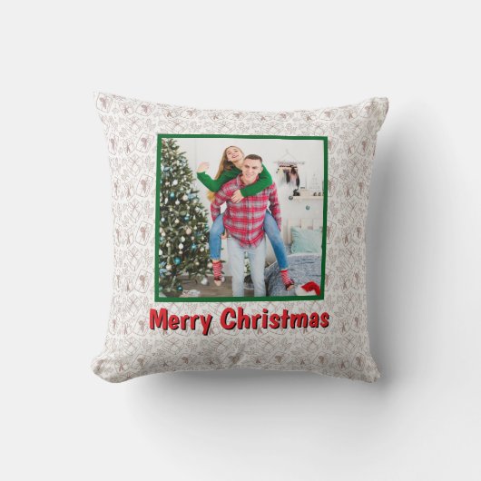 Personalized Family Christmas Stylish Photo クッション (正面)