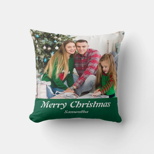 Personalized Family Christmas Stylish Photo クッション (正面)