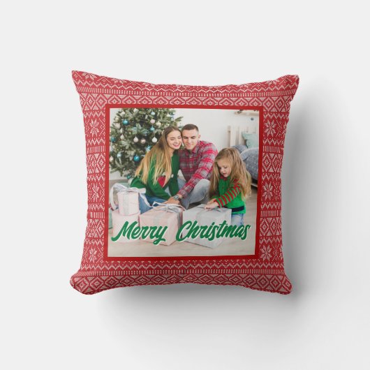 Personalized Family Christmas Stylish Photo クッション (正面)