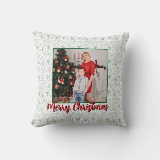 Personalized Family Christmas Stylish Photo クッション (正面)