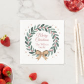 Personalized Family Christmas Wreath スタンダードカクテルナプキン (インサイチュ)