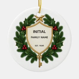 Personalized Family Crest Christmas Ornament セラミックオーナメント