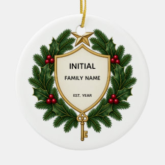 Personalized Family Crest Christmas Ornament セラミックオーナメント
