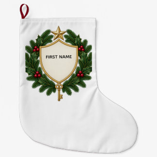 Personalized Family Crest Christmas Stocking ラージクリスマスストッキング